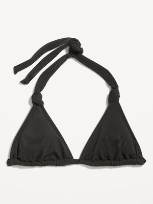 Pucker Triangle Halter Bikini Swim Top for Women