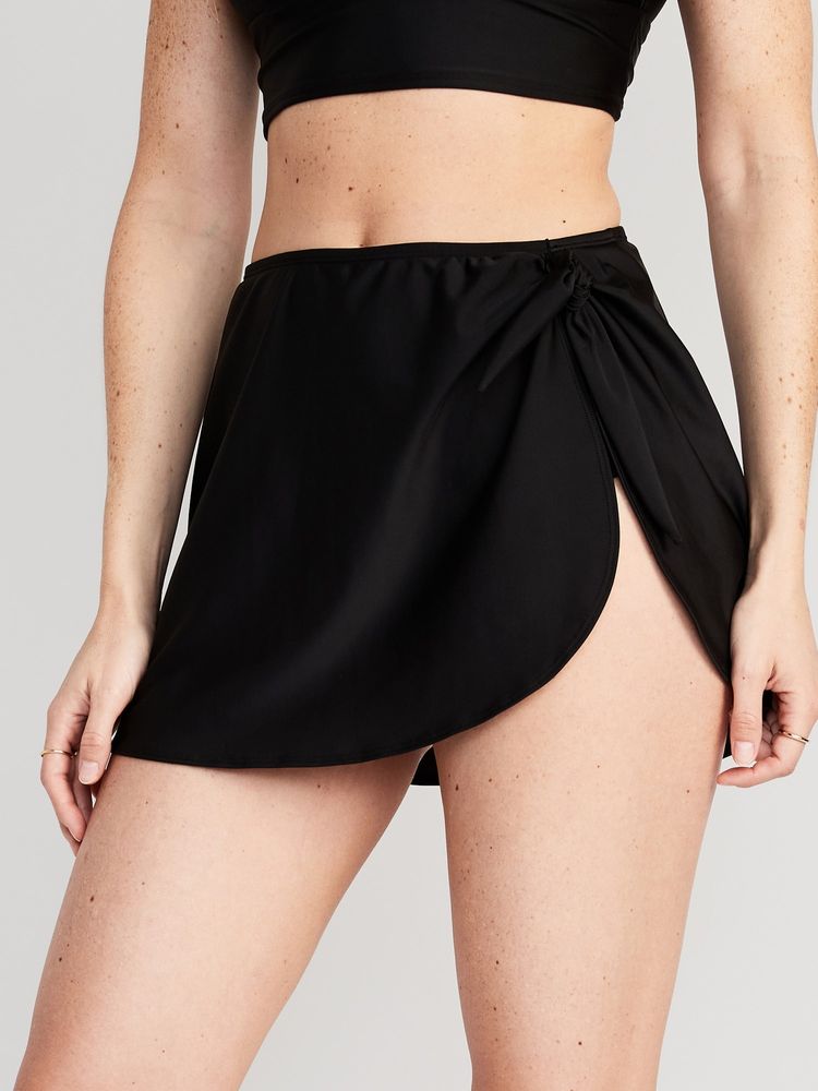 High-Waisted Sarong Swim Skirt