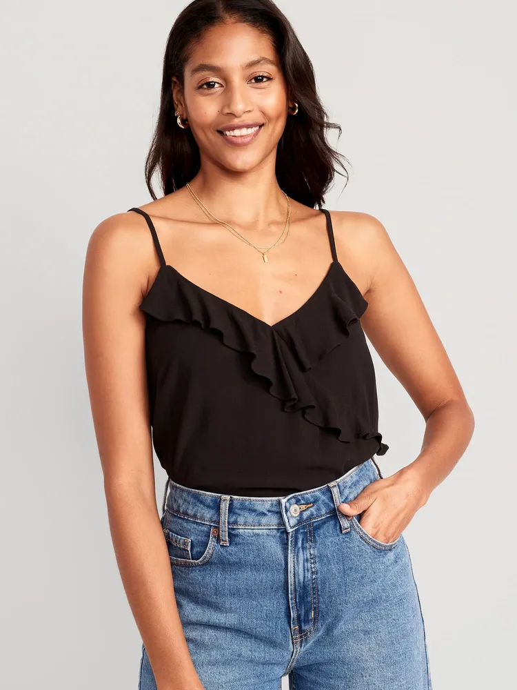 Textured Ruffled Wrap-Effect Cami Top for Women