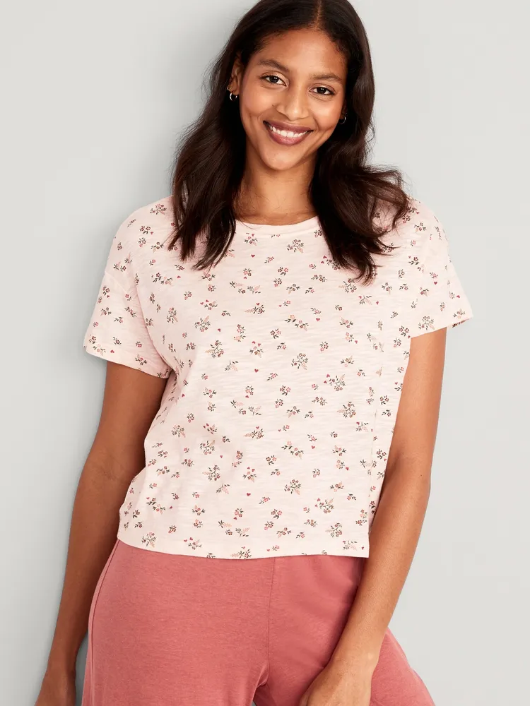Sunday Sleep Floral Slub-Knit Pajama T-Shirt for Women