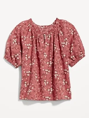 Puff-Sleeve Floral Swing Blouse for Women