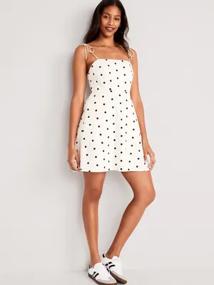 Fit & Flare Tie-Strap Printed Mini Dress for Women
