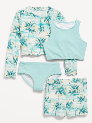 4-Piece Matching Tankini Swim Set for Girls