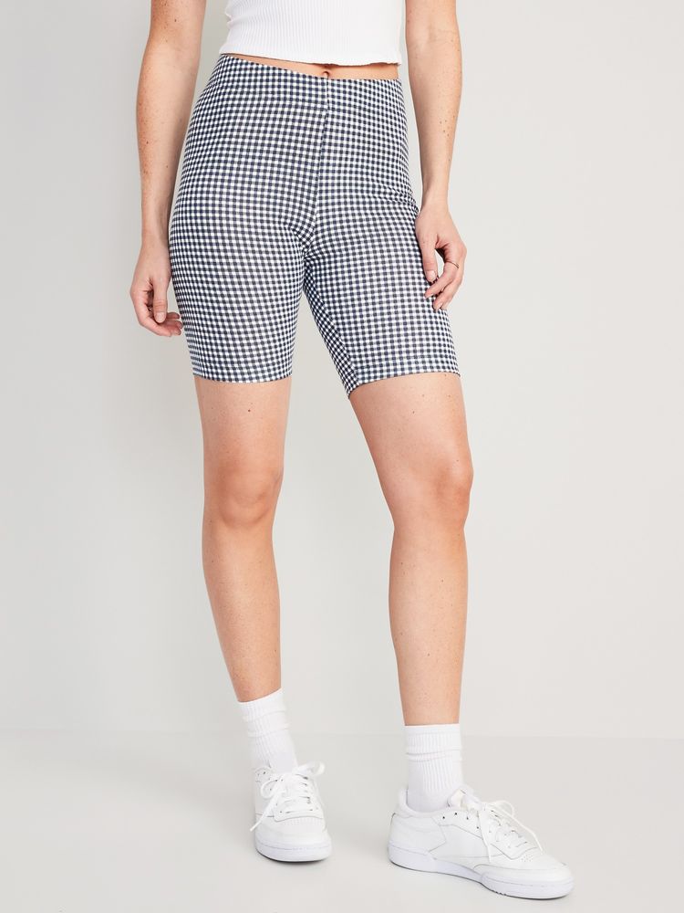 High-Waisted Tie-Dye Long Biker Shorts for Women -- 8-inch inseam