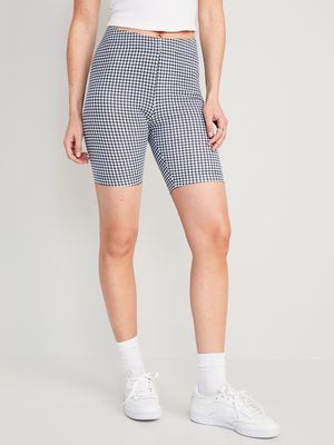 High-Waisted Tie-Dye Long Biker Shorts for Women - 8-inch inseam