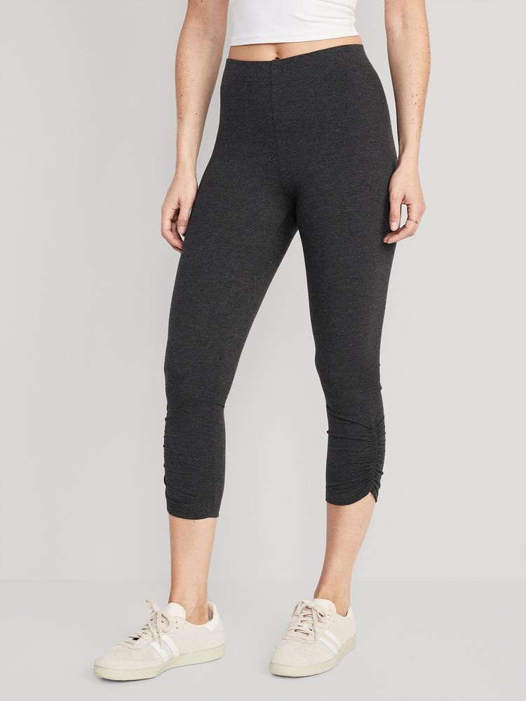 Old Navy High-Waisted Heathered Cropped Ruched Leggings for Women