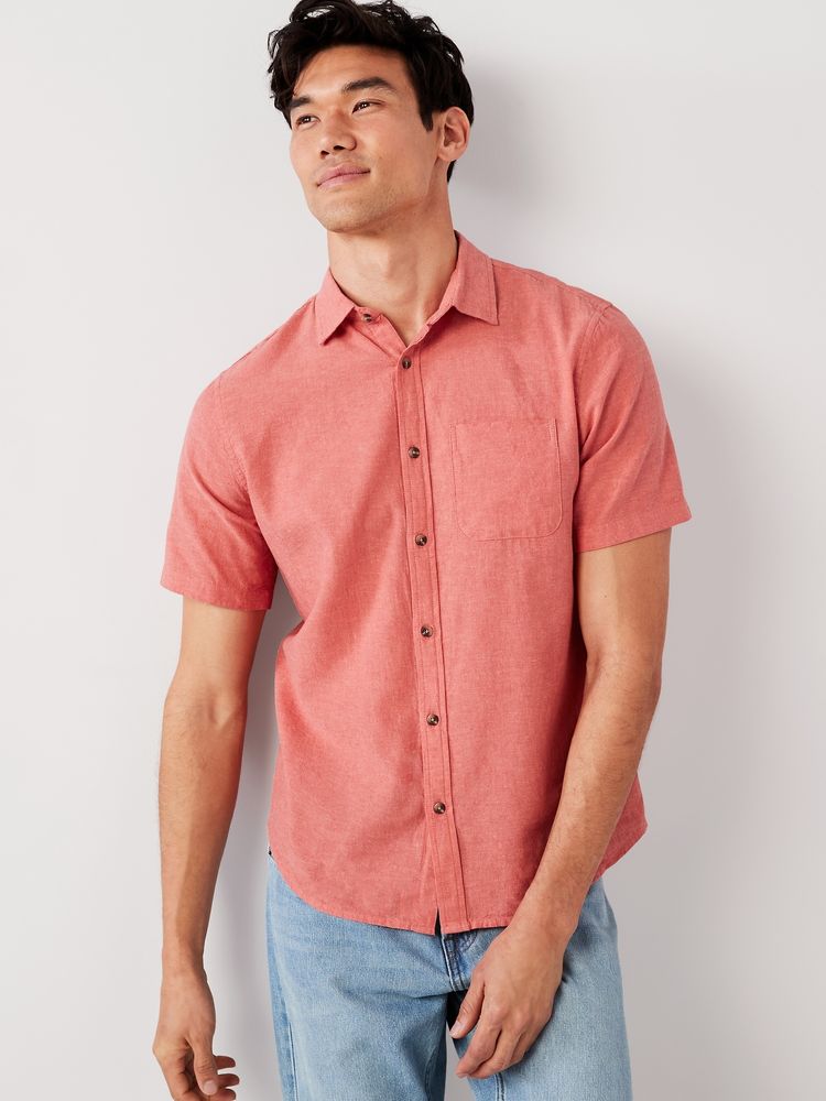 Old Navy Regular-Fit Everyday Short-Sleeve Linen-Blend Shirt for Men