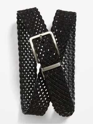 Reversible Braided Faux-Leather Belt for Men