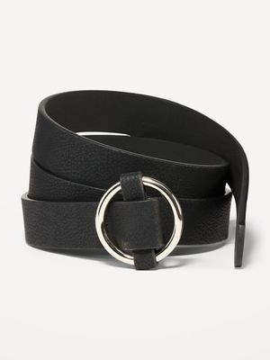 Adjustable Faux Textured-Leather Belt for Women (1.5-inch
