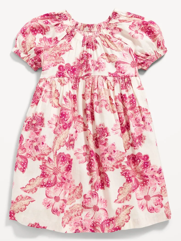 Matching Puff-Sleeve Floral-Print Fit & Flare Dress for Toddler Girls