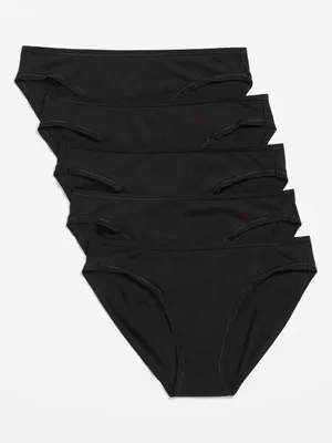 Mid-Rise Cotton-Blend Bikini Underwear 5-Pack for Women