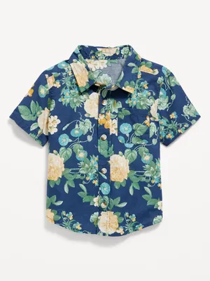 Matching Short-Sleeve Printed Poplin Shirt for Toddler Boys