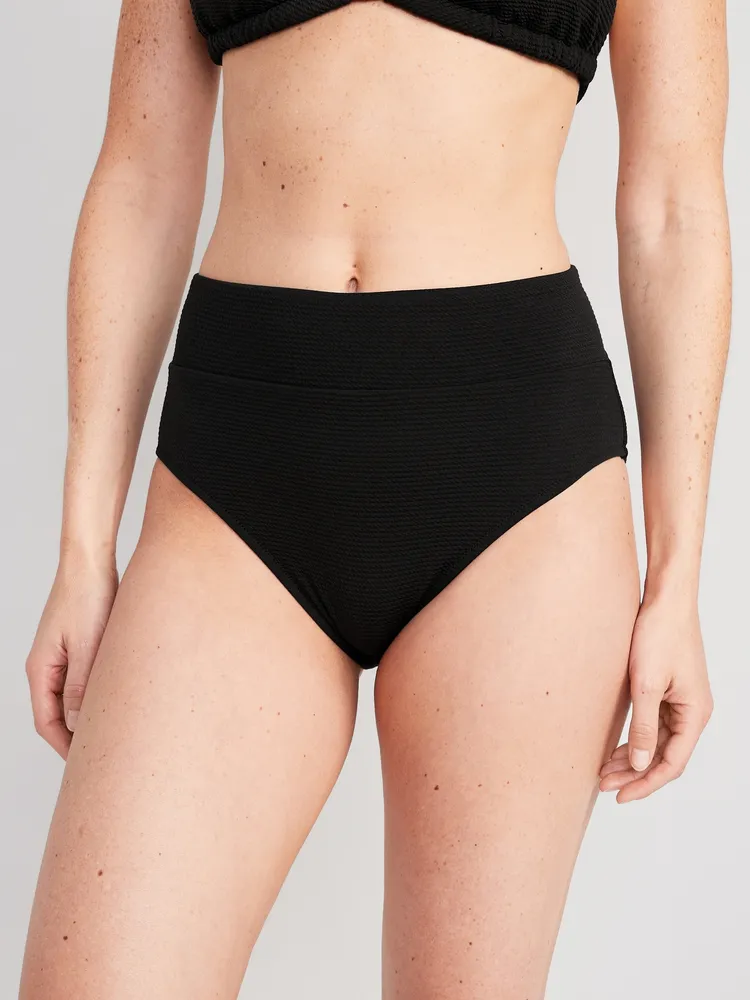 High-Waisted Pucker Classic Bikini Swim Bottoms