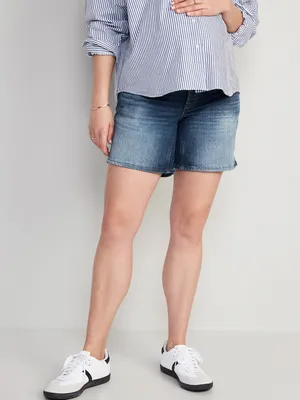 Maternity Front Low Panel OG Straight Jean Shorts - 5-inch inseam