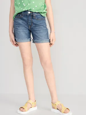 High-Waisted Roll-Cuffed Cut-Off Jean Shorts for Girls