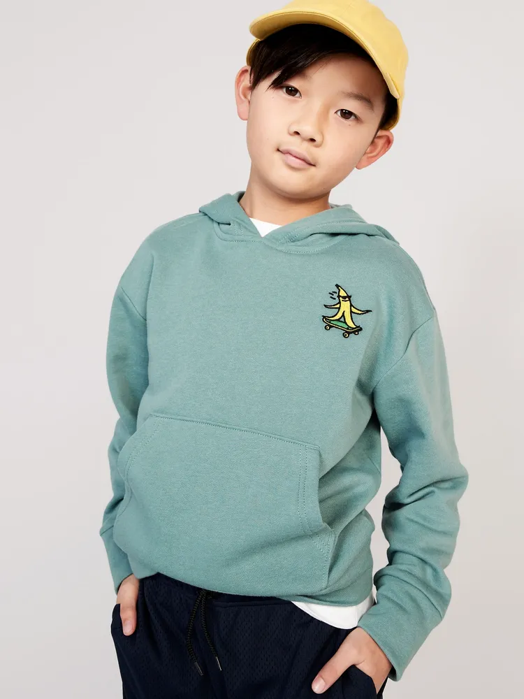 Gender-Neutral Embroidered-Graphic Pullover Hoodie for Kids