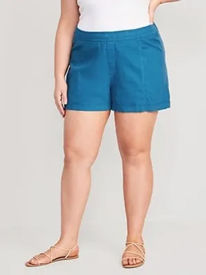 High-Waisted Linen-Blend Utility Shorts for Women - 3.5-inch inseam