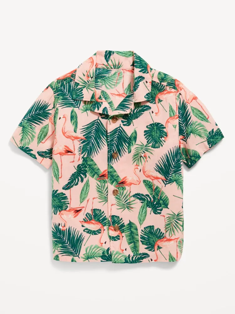 Short-Sleeve Printed Camp Shirt for Men