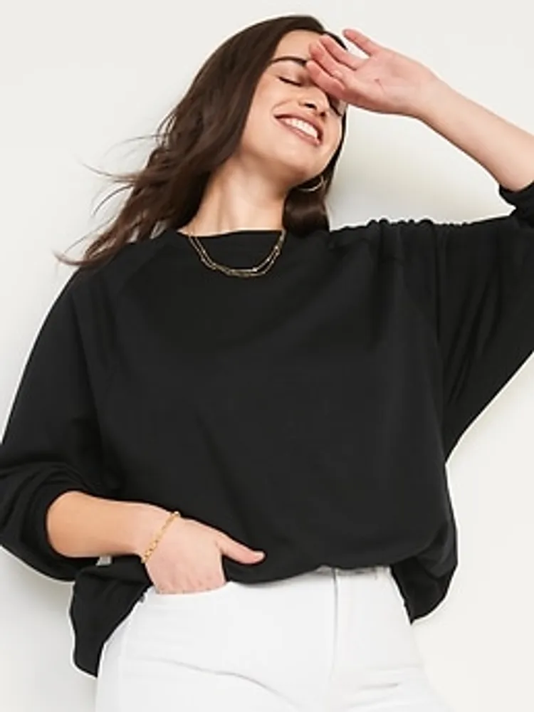 Oversized French Terry Tunic Sweatshirt for Women