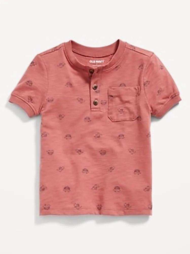 Printed Unisex Short-Sleeve Pocket Henley T-Shirt for Toddler