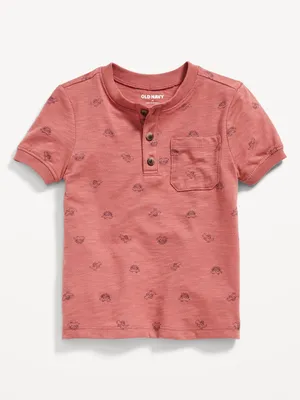 Printed Unisex Short-Sleeve Pocket Henley T-Shirt for Toddler