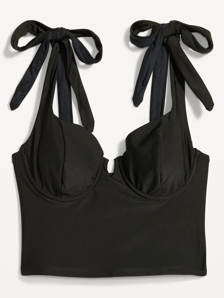 Tie-Shoulder Underwire Tankini Swim Top for Women