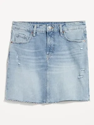 High-Waisted OG Straight Cut-Off Mini Jean Skirt for Women