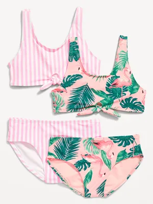4-Piece Tie-Front Bikini Swim for Girls