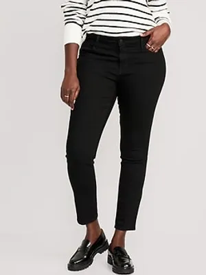 Mid-Rise Pop Icon Black-Wash Skinny Jeans for Women