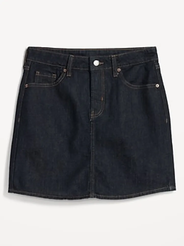 High-Waisted OG Straight Black-Wash Mini Jean Skirt for Women