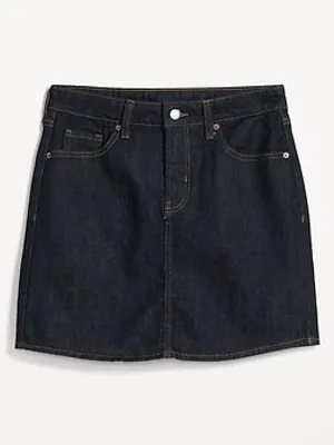 High-Waisted OG Straight Black-Wash Mini Jean Skirt for Women