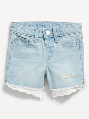 Ripped Lace-Cutoff Jean Shorts for Toddler Girls