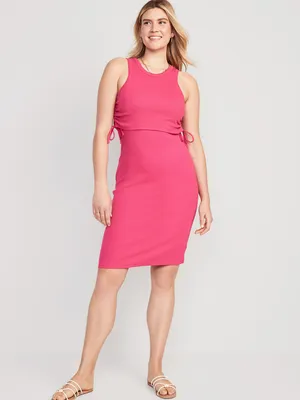Maternity Sleeveless Double-Layer Side-Tie Nursing Dress