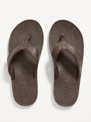 Faux-Leather Flip-Flop Sandals for Men