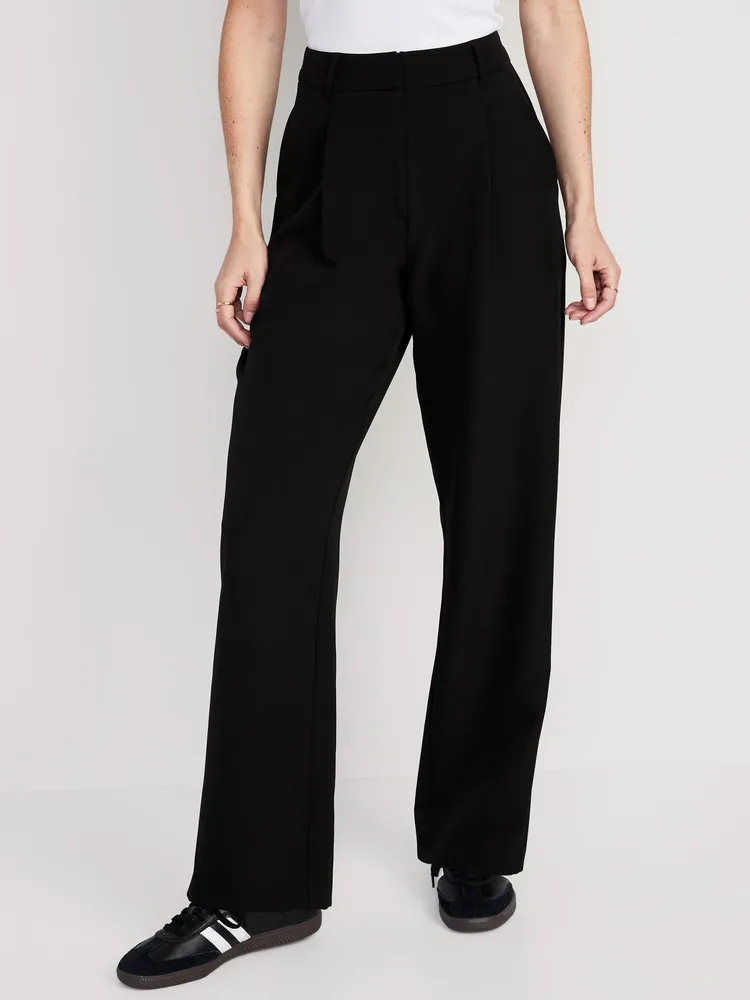 Extra High-Waisted Pleated Taylor Trouser Wide-Leg Pants for Women