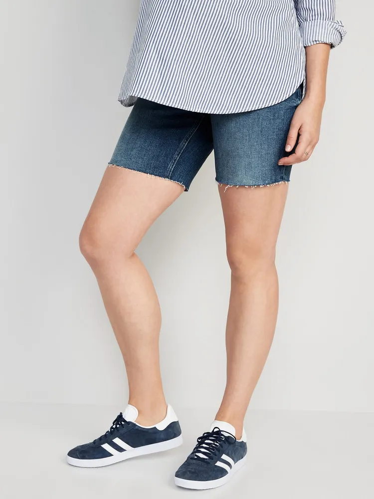 Maternity Full-Panel OG Straight Cut-Off Jean Shorts - 5-inch inseam