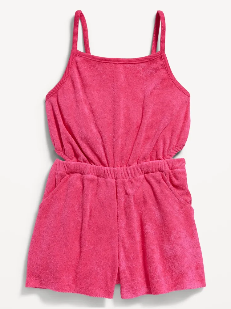 Loop-Terry Side-Cutout Cami Romper for Girls