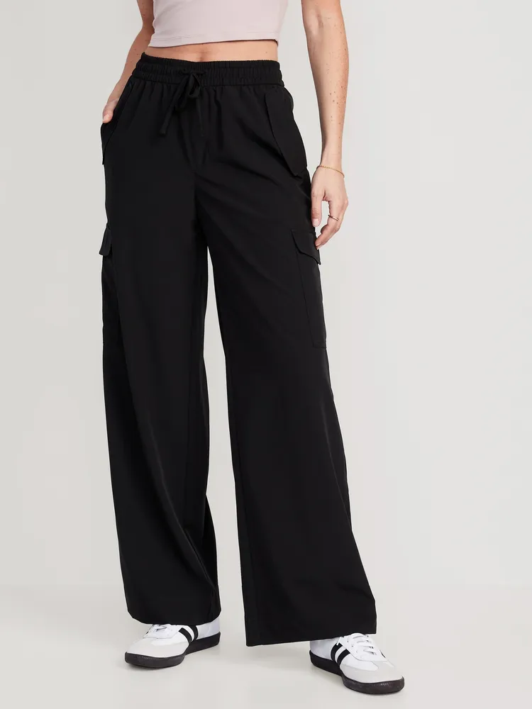 High-Waisted StretchTech Cargo Wide-Leg Pants for Women