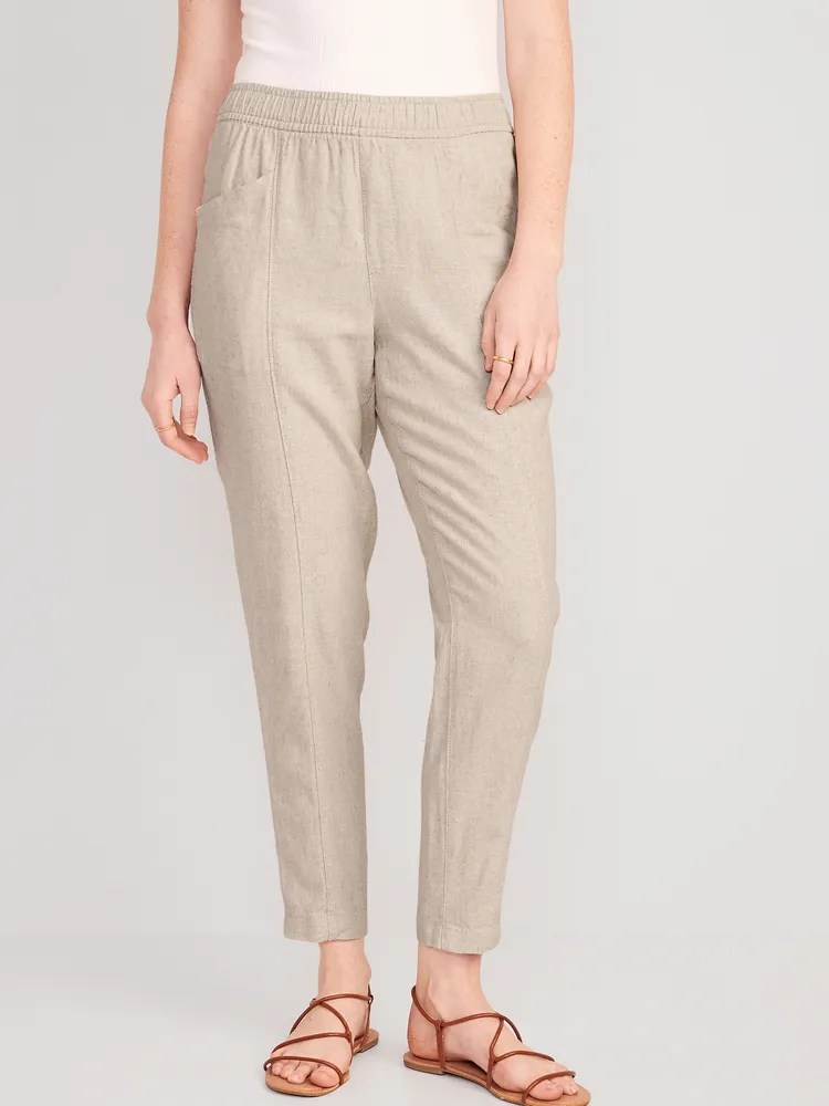 Old Navy High-Waisted Cropped Linen-Blend Tapered Pants