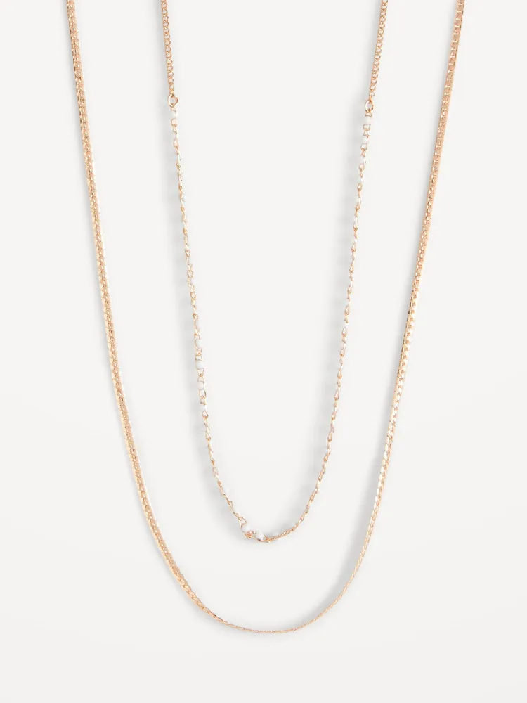 Gold-Plated Chain Necklace Variety 2-Pack for Women