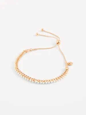 Gold-Plated Beaded Adjustable Chain Bracelet for Women