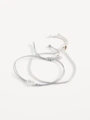 Silver-Plated Adjustable Bracelet Variety 2-Pack for Women