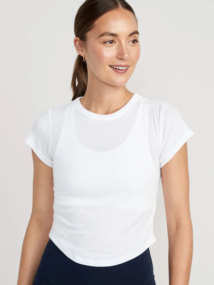 UltraLite Cropped Rib-Knit T-Shirt