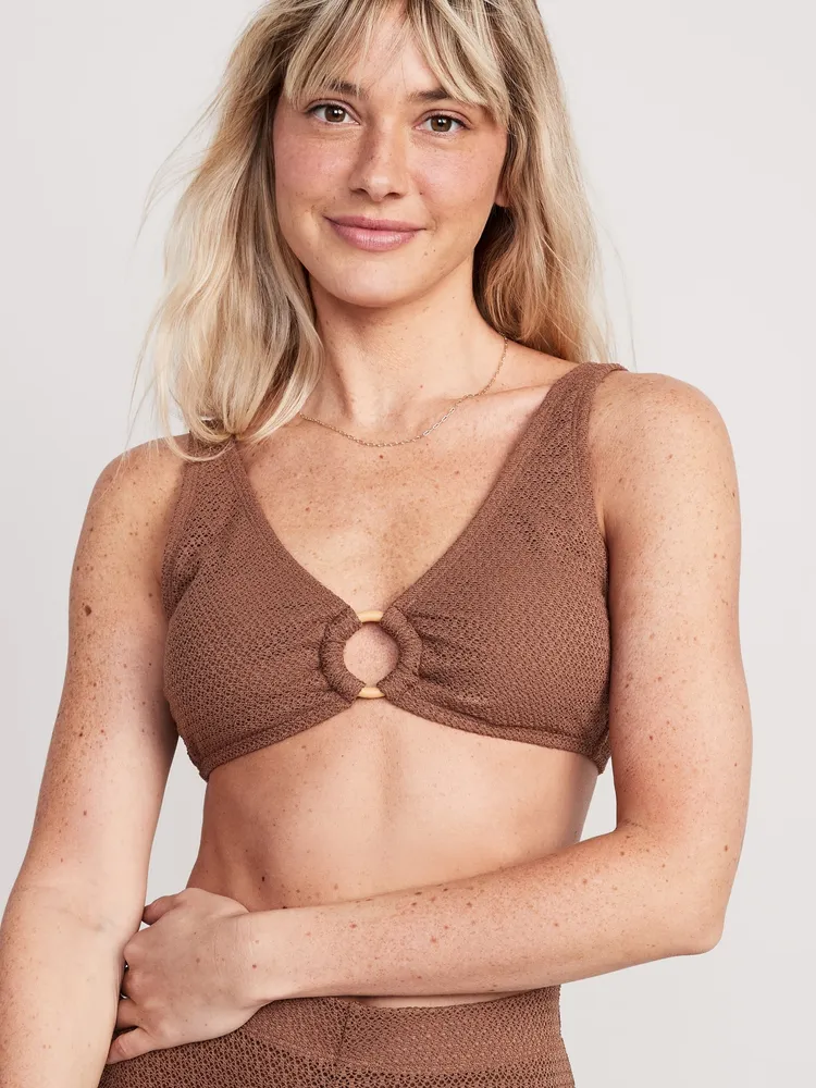 Crochet O-Ring Bikini Swim Top for Women