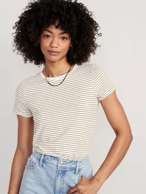 Striped Slim-Fit Cropped T-Shirt for Women