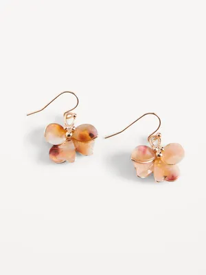 Real Gold-Plated Floral Drop Earrings for Women