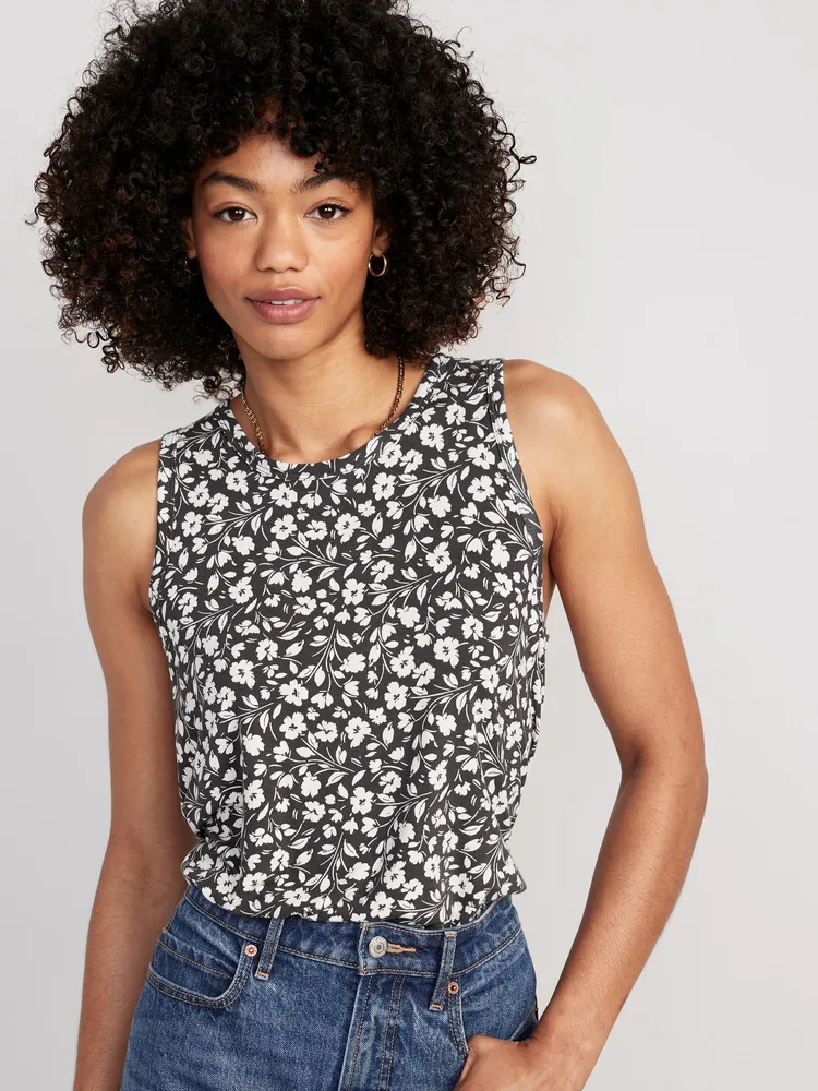 Old Navy Sleeveless Luxe Floral-Print T-Shirt for Women