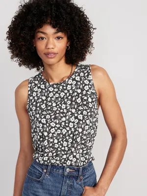 Sleeveless Luxe Floral-Print T-Shirt for Women
