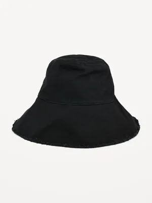 Frayed Canvas Bucket Hat for Women