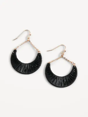 Raffia-Wrapped Hoop Earrings for Women